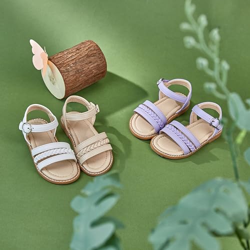 Image of ESTINE Toddler /Little Kid Girls Dress Cross Strappy Open Toe Sandals Princess Flats Summer Flower Girl Shoes