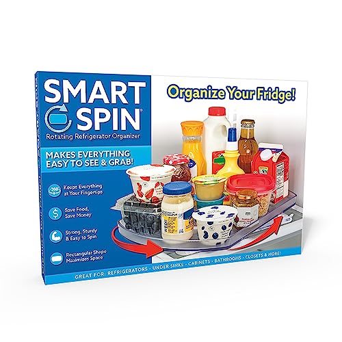 Ontel Smart Spin Rotating Refrigerator Organizer - Use This Lazy Susan as a Rotating Spice Rack, Condiment Organizer, Cabinet Organizer or for Kitchen, Panty or Fridge Organization and Storage, Clear