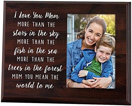 Elegant Signs Mom Picture Frame - I Love You Quote 4x6 Photo Holder Plaque - Mother Gifts