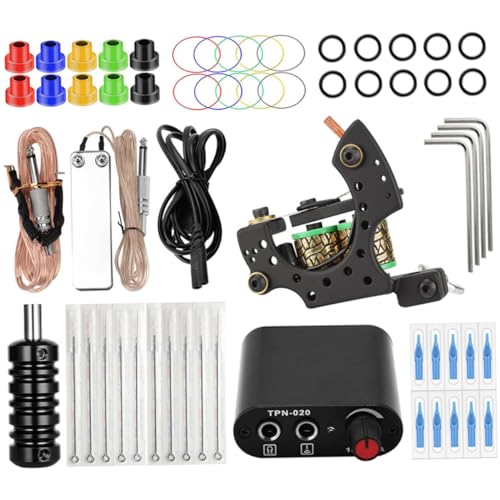 Healvian Portable Tattooing Machine Kit 60pcs Tattoos Accessories Tattoos Tool Kit Tattooing Supplies for Easy Practice