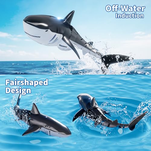 Image of JUKUDAHU 2.4Ghz Remote Control Shark Toys for Kids 6 7 8 Years Old, 1:18 Scale High Simulation Shark for Pool, Bath Toys for Toddlers, Electronic RC Sea Animal, Outdoor Water Gifts