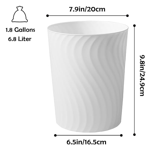 Miniatura 9 de YGJT Cubo de basura pequeño, paquete de 3 cubos de basura de 1.8 galones, cesta de basura delgada, cubo de basura redondo, cubo de basura de