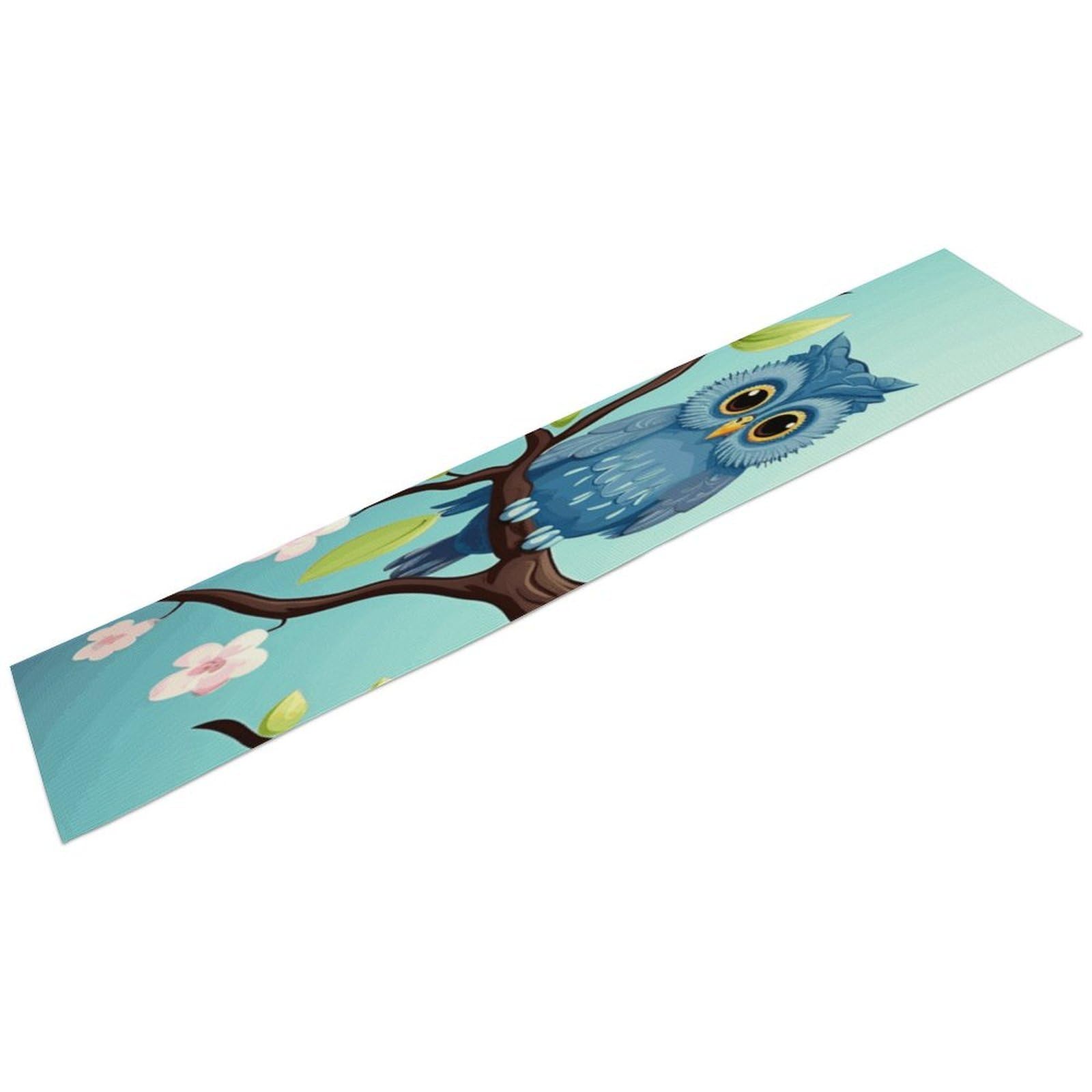 Owls on A Branch Table Runner 13" X 72" Exquisite Linen Table Runner Wrinkle Resistant Farmhouse Rustic Table Runners Seasonal Table Decoration for Kitchen Dining Home Party