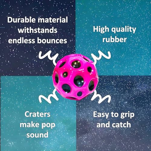 Image of MF Super Bouncy Rubber Moon Ball Toy for Kids and Adults with Craters - High Bounce, Textured Grip, Perfect for Playtime Fun - Soft Foam Ball (Pack of 1) Multicolor.