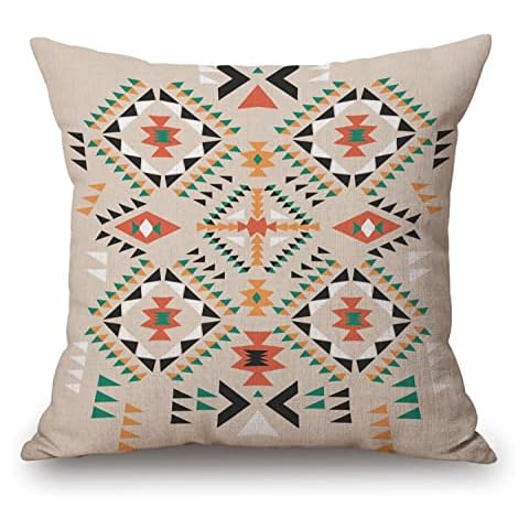 Solekla Throw Pillow Cover Ethnic Decorative Pillow Case Funny Home Decor Square 18 x 18 Inch Cushion Pillowcase Cover
