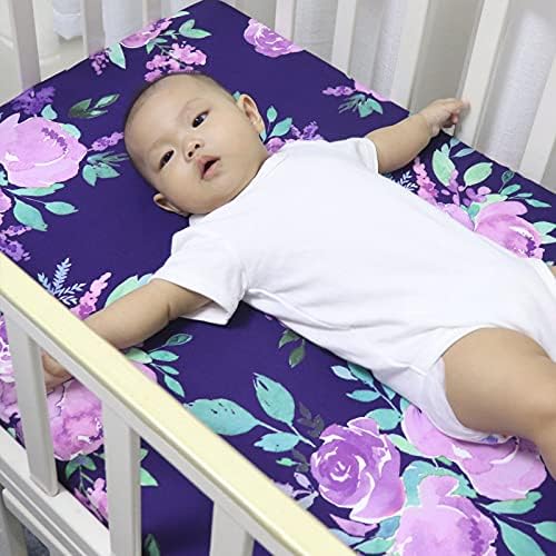 Lady Crib Sheet, Purple Flower Nursery Mattress, Flower Sheets for Child Toddler Mattress, Stretchy and Tender Premium Crib Sheets 2 51nb1Wy3WIL. AC