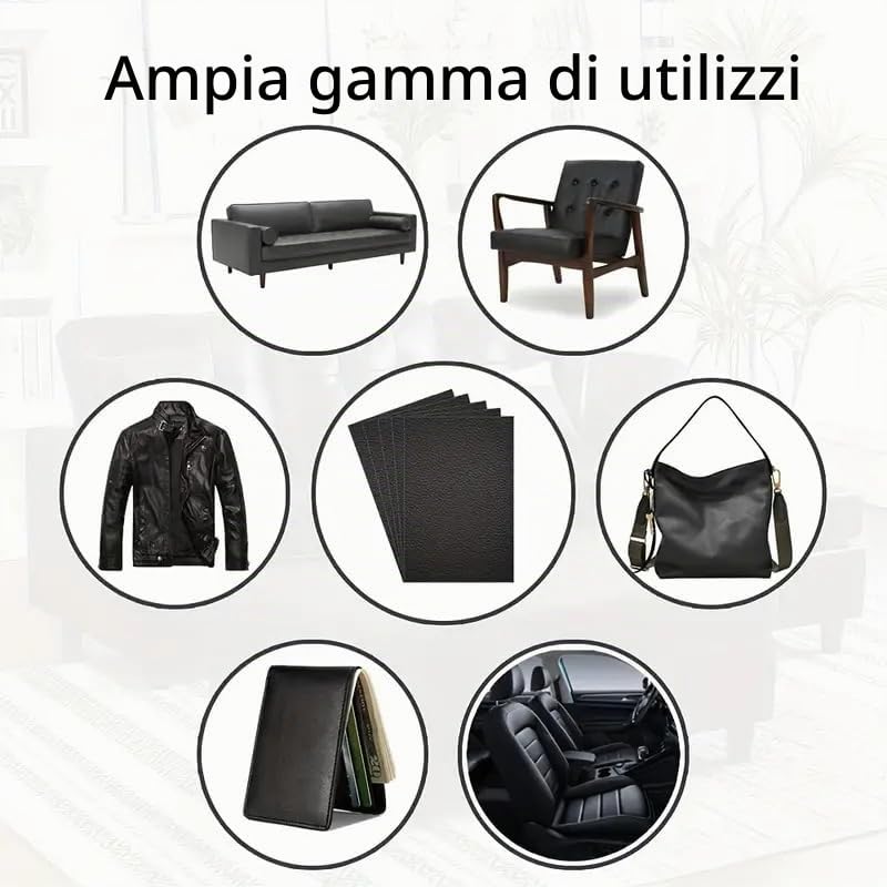 Pelle Adesiva per Riparazioni per Divani 300x40 cm | LEATHERPATCH (Nero)