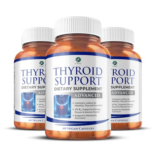 Image of 1 Body Thyroid Support Supplement, 90-Day Supply, 3 Pack with B12, Iodine, Zinc, Selenium, Ashwagandha, Non-GMO Vegetarian Formula