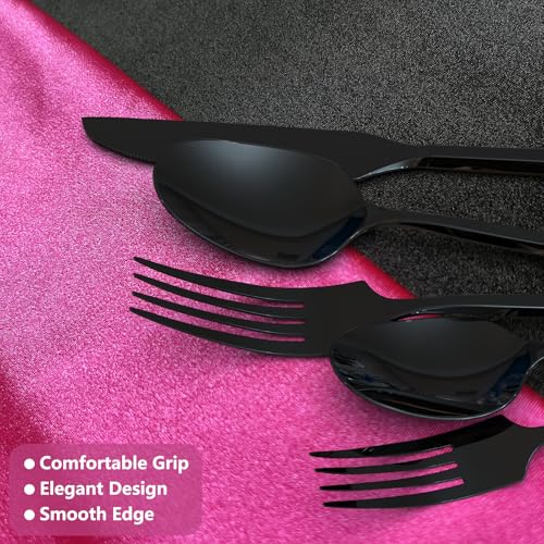 Black-20-Piece-Forged-Stainless-Steel-Silverware-Set-Hexagon-Handle-Flatware-Modern-Mirror-Finish-Cutlery-Set-Service-for-4-Dishwasher-Safe Black 20 Piece Forged Stainless Steel Silverware Set Hexagon Handle Flatware Modern Mirror Finish Cutlery Set Service for 4 Dishwasher Safe