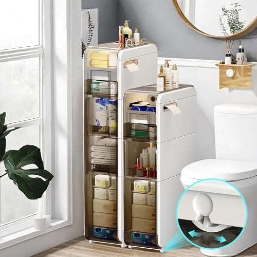 Amazon.com: 4 Tier Narrow Slim Bathroom Storage Cabinet, Skinny ...