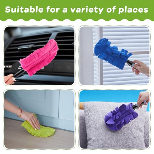 Image of Zubebe 30 Pcs Reusable Duster Refills Fleece,Dark Color | Soft Polyester Fiber Flat Duster Refill Multi Surface Washable Cleaning Pad Tools for Home, Blinds, Car, Pet, Furniture, Fans