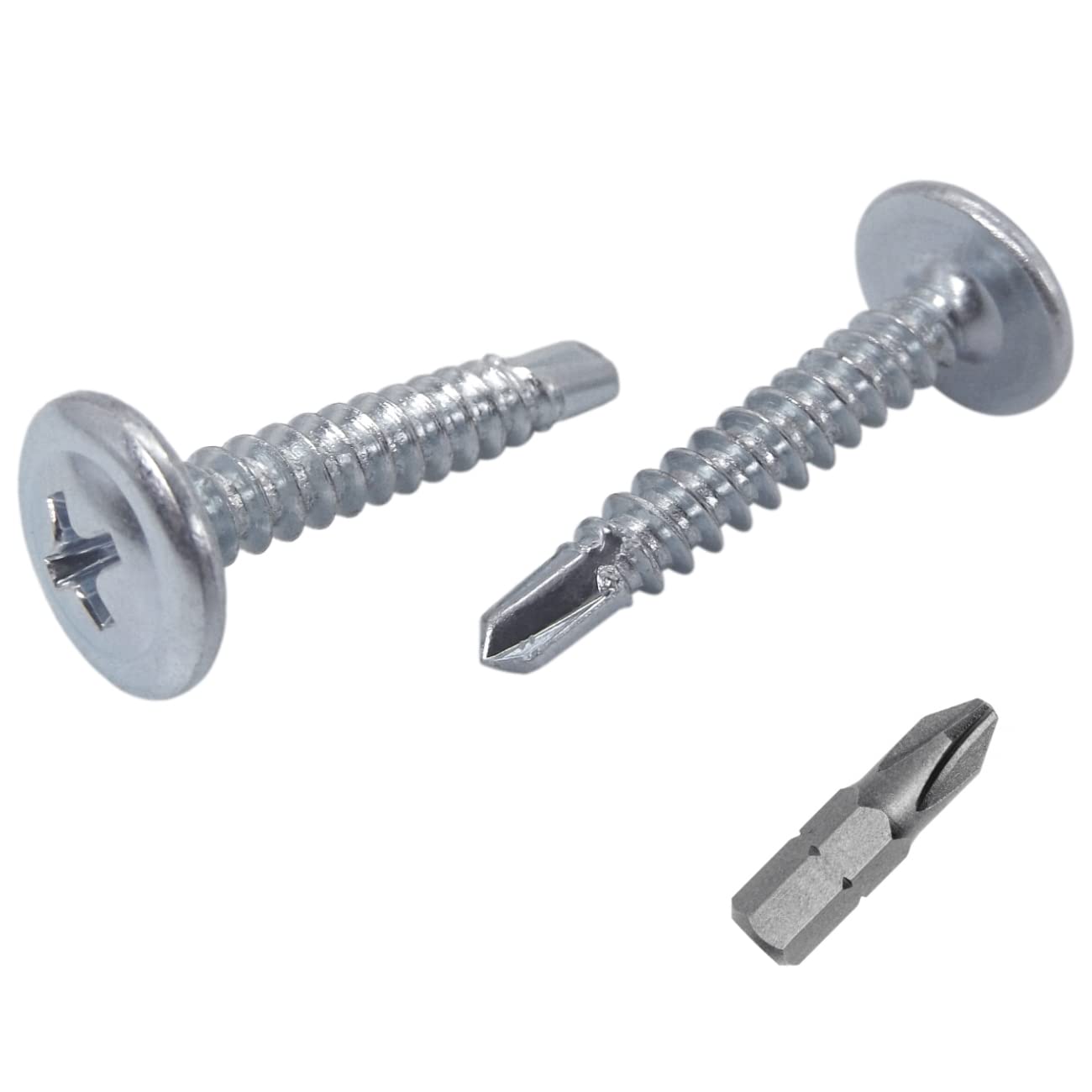 Paquete de 500 tornillos de acero chapado en zinc de 4,2 x 25 mm, cabeza de armadura modificada Phillips, tornillo de chapa autoperforante, autorroscante (500, 4,2 x 25 mm)