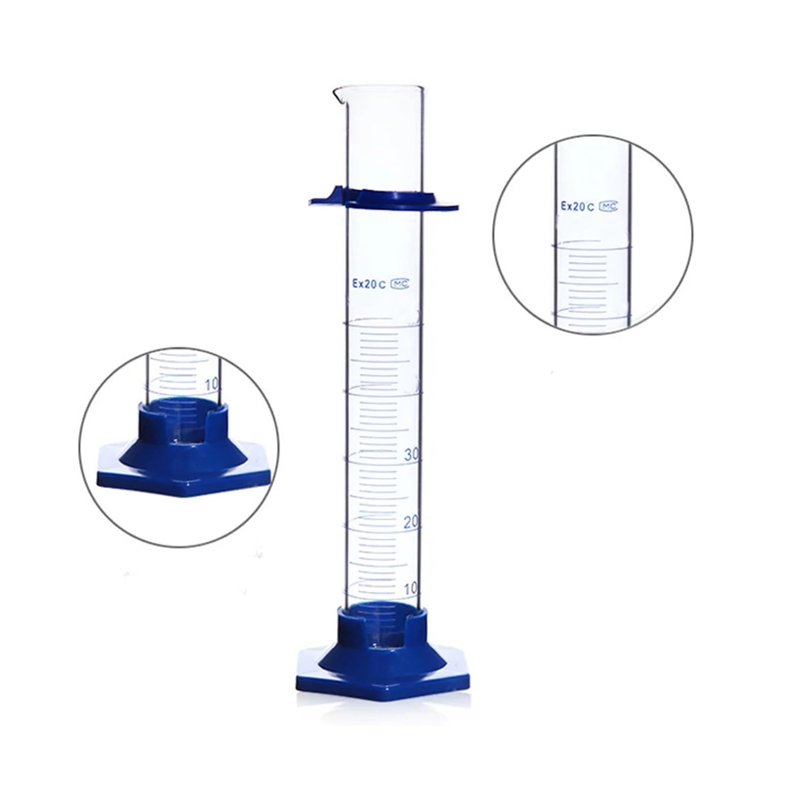 Cilindro graduato in Vetro Esagonale da 10 Pezzi da 10 ml - Set di cilindri Graduati in Vetro borosilicato for Chimica