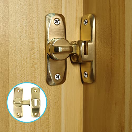 Pexintek Piccola Serratura per porta scorrevole a 90/180 Gradi Interne, Chiavistello per Porte con viti ad Apertura su Entrambi i Lati, Vintage per Cucine, Camera da Letto, Studio, Bagni (Oro)