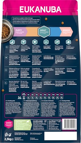Eukanuba Hundefutter mit Lamm & Reis für kleine und mittelgroße Rassen - Trockenfutter für ausgewachsene Hunde, 2,5 kg