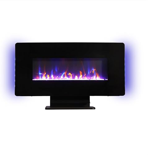 Miniatura 7 de Chimenea eléctrica delantera curvada de 36 pulgadas, chimenea eléctrica independiente o montada en la pared con color de llama ajustable y control