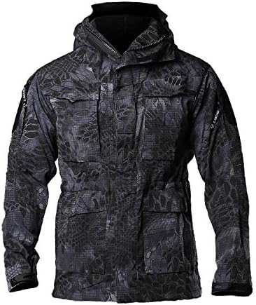 Men Outdoor Jacket Casual Tactical Waterproof Army Military Windbreaker Warm Long Sleeve Hooded Full Zip Up Rain Coat Winter Spring Autumn Fishing Camping Hiking Hunting
