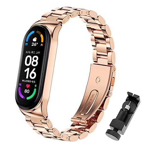 SenMore Armband kompatibelt med Xiaomi Band 6 metallersättningsband för Xiaomi 5/4/3 armband, klocktillbehör rostfritt stålband kompatibel med Xiaomi 6-armband, Xiaomi 5/4/3 armband