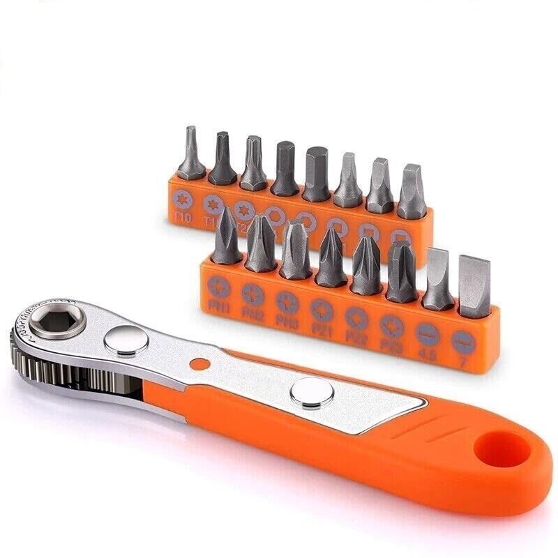 ZSIGNS 12-Pieces 1/4" Mini Ratchet Wrench and Bit Set, S2 Screwdriver Bits with 1/4-Inch Drive High Torque Offset Reversible Mini Ratcheting Offset Screwdriver, Pocket Size (B0CH8JSQ42) Amazon Price History, Amazon Price Tracker