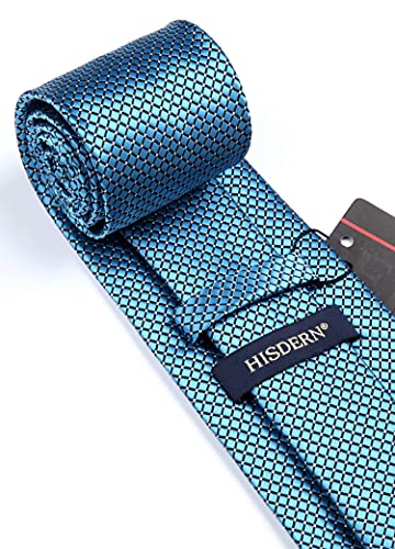 Image of HISDERN Mens Ties Plaid Tie and Pocket Square Set Classic Woven Formal Checkered Neckties & Handkerchief Wedding Party