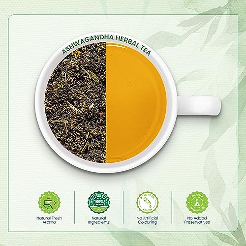 Image of Dabri Ashwagandha Herbal Tea 100gm Pouch| Pure Natural Taste | Rich in Antioxidants Detox Tea| Supports Cognitive Health |Herbal Blend for Stress Relief & Inner Balance | Relieves Anxiety & Tension