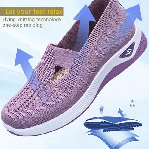 Women's Orthopedic Athletic Walking Shoes Slip On Casual Moderatearch Support Mesh-Comfortable Workout Sneakers 6