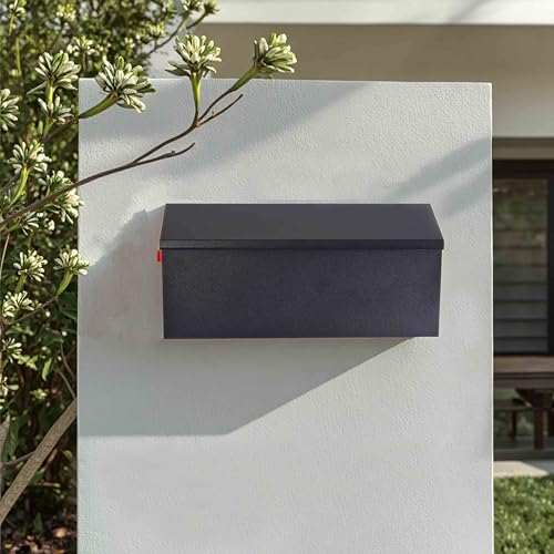 Image of Black Wall-Mounted Mailbox | Security Wall Mailbox, Waterproof, Iron, Vertical Delivery, Outdoor