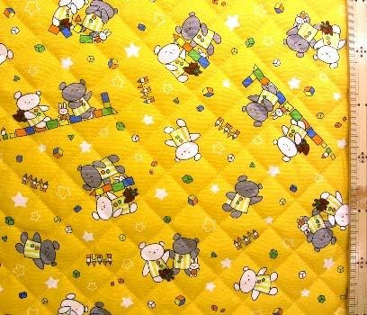 Amazon 40cm単位で販売 ｑ キャラクター キルティング 生地 こぐまちゃん イエロー 柄番号４ キルト キルト生地 手芸 生地 キャラクター 布 ピロル 布 生地 通販