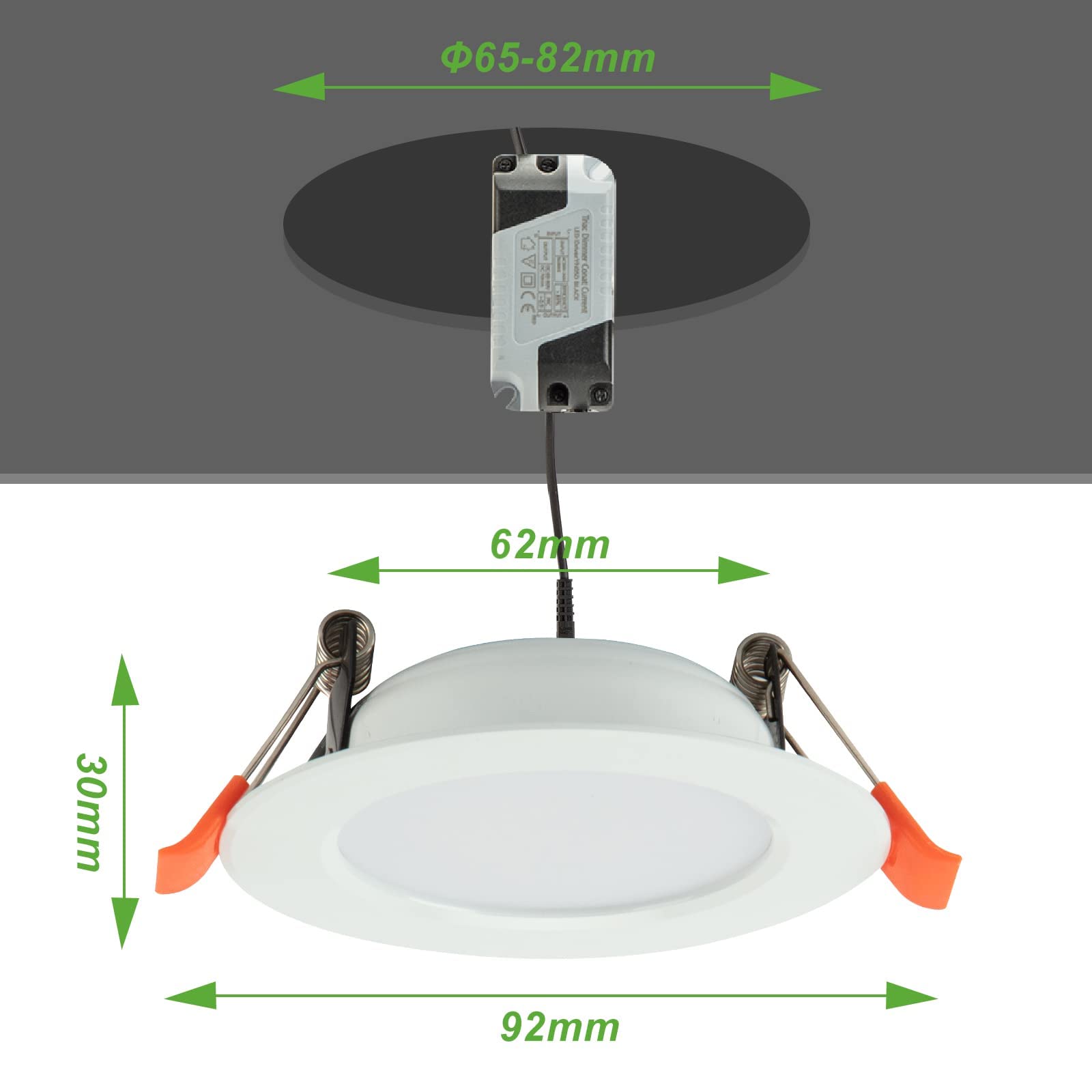 Yafido 10x Dimmable Spot led encastrable IP44 Spot led extra plat 5W 500lm equivalent 40W incandescence Rond ultra mince Blanc Froid 6000K pour salle de bain salon salle cuisine