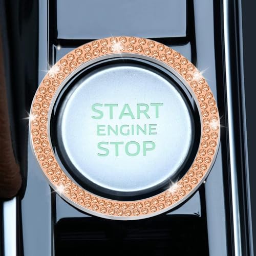 image for LivTee 2 PCS Crystal Double Rhinestone Car Engine Start Stop Decoratio