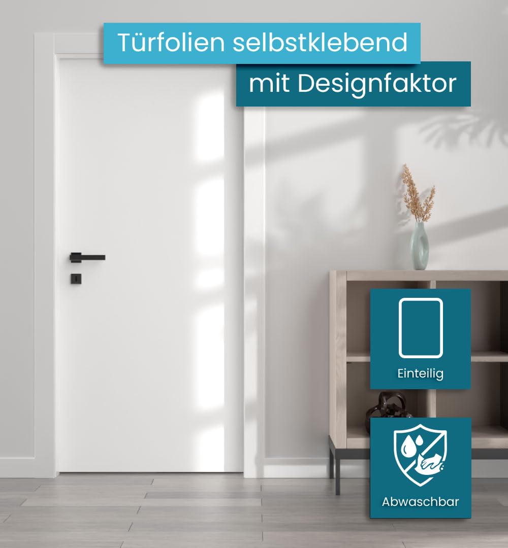 MyMaxxi Türtapete selbstklebend - Einteilige Türfolie 90x200 cm - Motiv: Unifarben weiß Türklebefolie zum verschönern & bekleben der Tür - Türaufkleber aus Klebefolie