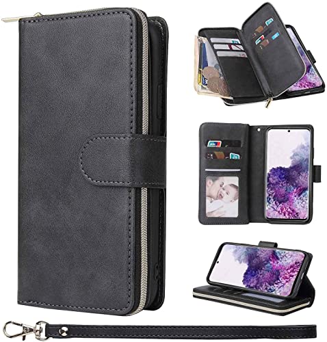 Funda para Samsung S23 Ultra de teléfono tipo cartera con gran espacio negro