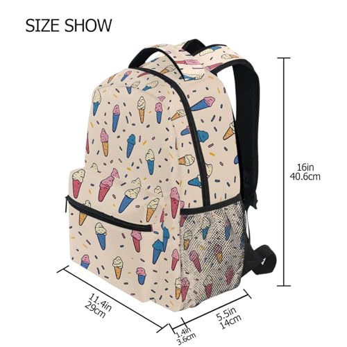 Blue Yellow Ice Cream Backpack for School Boys Girls Adults Kids Bookbag Laptop Bag 15L4