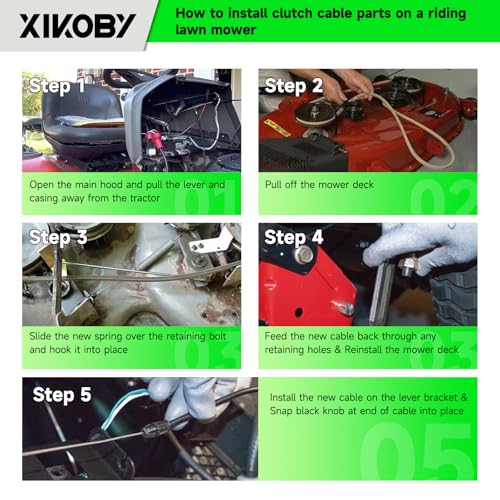 XIKOBY 175067 Deck Engagement Clutch Cable for Craftsman LT1000 LT2000 42\'\' Riding Lawn Mower Tractor Husqvarna Poulan Ariens Sears DLT3000 Lawnmower Parts 169676 532169676 532175067 21547197 21547184
