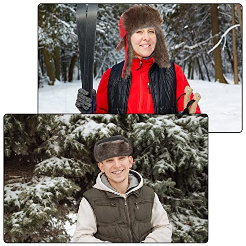 Image of 3 Pieces Russian Trapper Ushanka Hats for Men Women Winter Bomber Eskimo Warm Windproof Hats with Ear Flaps