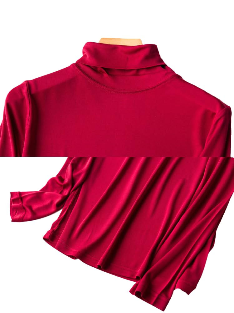 Camicie termiche da donna in seta a maniche lunghe, dolcevita, in seta di gelso, intimo intimo