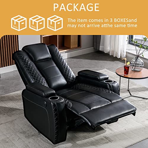 Bosmiller Power Recliner Chair With Cup Holders And Hidden Arm Storage Leather Home Theater Recliner With With Usb Ports And Reclining Function #TOP5