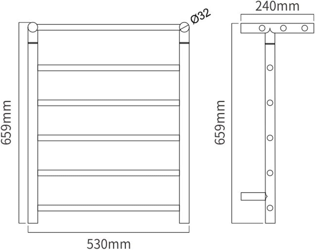 ,for Bathroom Wall Mounted Bath Towel Heater,Plug-in Electric Heated Towel Rack Stainless Steel Round 5 Bars Drying Rack