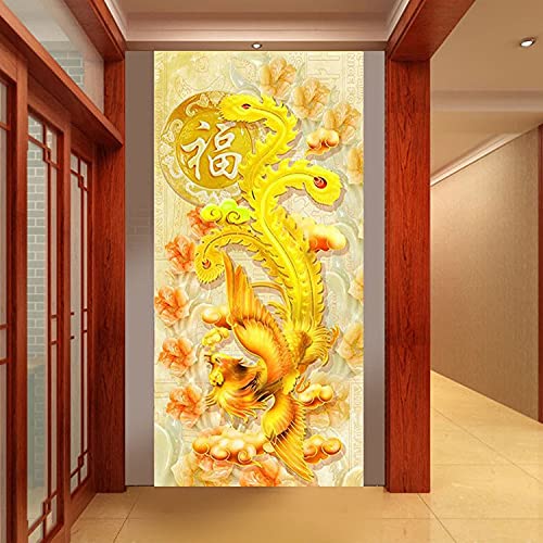 Diamond Painting Phoenix d'or 40x80cm | Kit Complet Broderie Diamant 5D Grand Format
