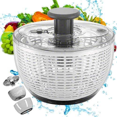 مصفاة سلطة دوارة كبيرة سعة 6 لتر من جوي فون، مصفاة خضروات وفواكه، خلاط يدوي للخس، سلة تصريف الطعام، مصفاة غسالة مع وعاء، حاوية تحضير مزدوجة قابلة للفصل للمطبخ