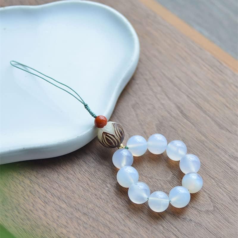 Natural Chalcedony Phone Holder Female Southern Red Agate Jade Stone Lime Tree Lanyard Charm Ring Premium Gift