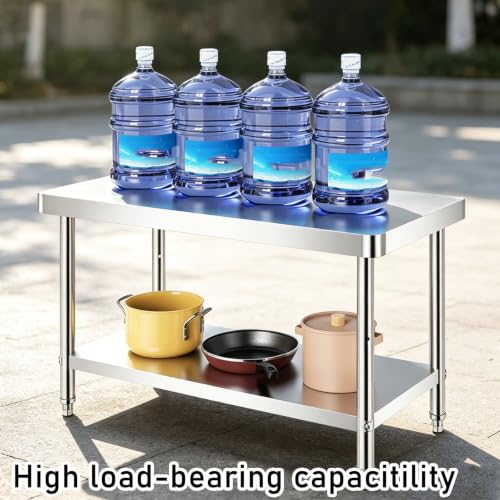 Mesa de Acero Inoxidable con fijación triangular y bordes replegados estante 8
