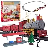 Goldlok Electric Train Set with Light & Sounds, 19 PCS Train Toys for Toddlers 3-5 & Kids 4-8, Locomotive, Passenger Car, 12 Tracks, Indoor Toy, Birthday for Boys and Girls