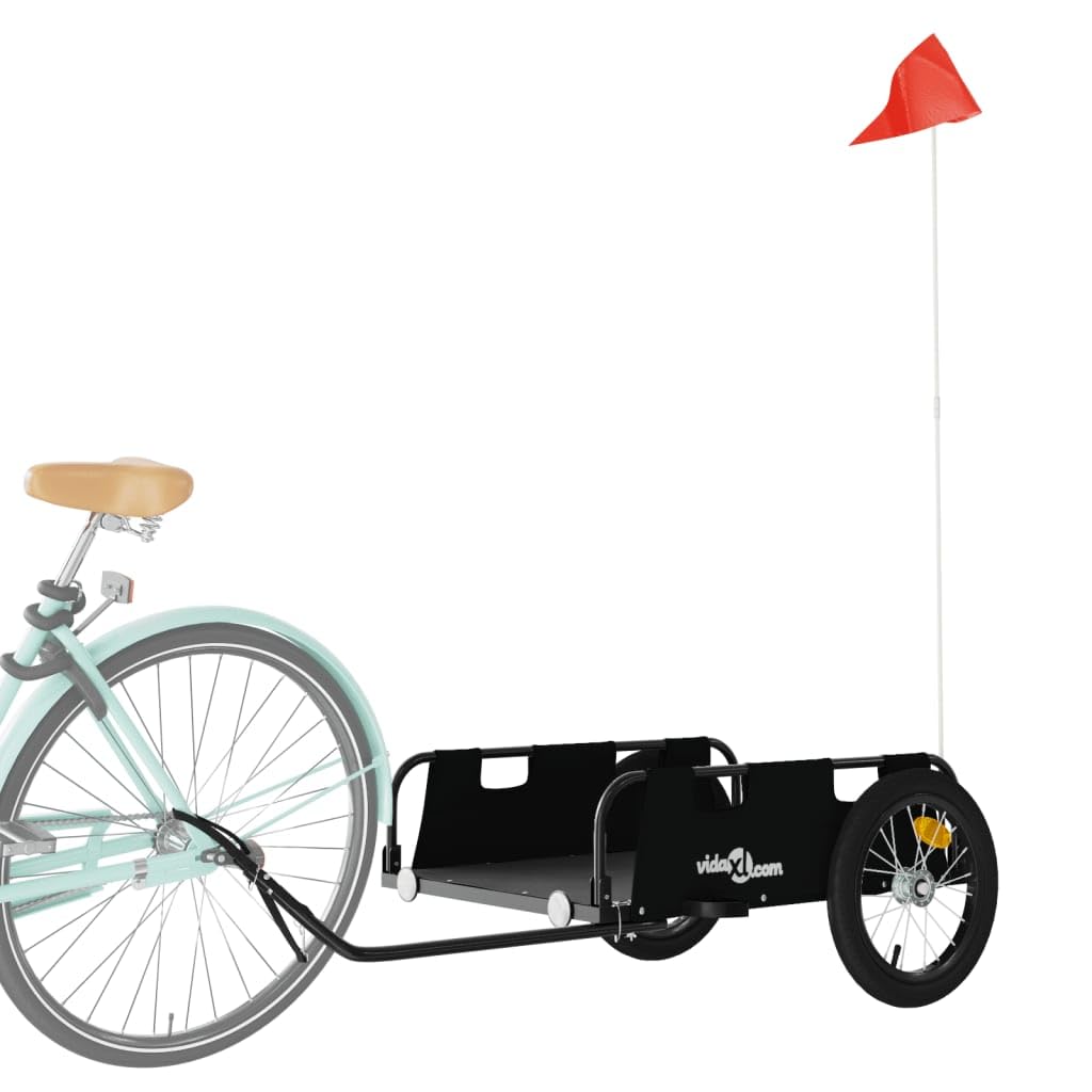 Remorque de vélo en tissu Oxford orange et fer revêtu par pulvérisation, avec réflecteur et pneus robustes pour le transport, les excursions, le camping et les courses