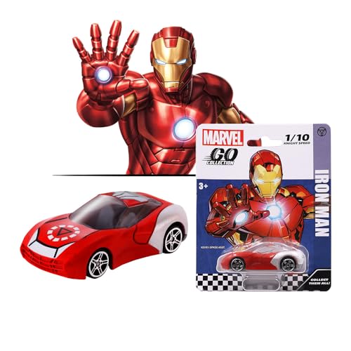 Image of Marvel Go Collection | Knight Speed | Iron Man | 1:64 Diecast Toy Car | Ages 3 and Up | Collect Them All, Red