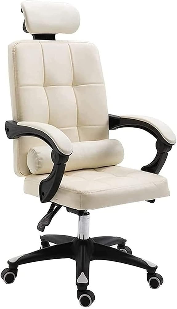 HTTGDGDH Ergonomic High Back Office Chair - Adjustable Pu Leather Swivel Chair For Gaming Executive Seating Home Office & Task Use - Comfortable & Stylish,Beige