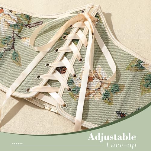 Renaissance Corset Belt for Women Wide Waist Belt Lace-up Floral Corset Underbust Corset2