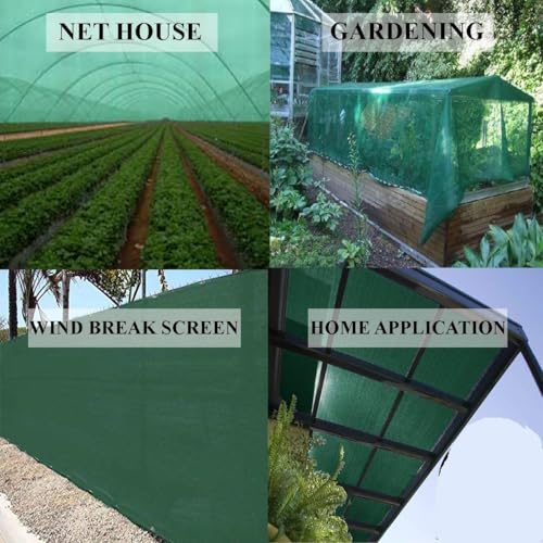 Image of Green Shade Net, 50% UV Sun Protection, HDPE Warp Knitted Fabric, Multi-Purpose Agro Netting for Terrace, Garden, Greenhouse, Balcony, Wind Break Screen (5x60 feet)