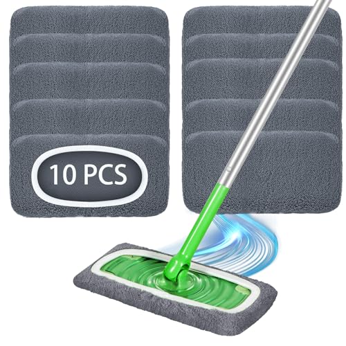 10 Stück Bodentücher Trocken für Swiffer Bodenwischer Nass, Waschbar Feuchte Bodentücher, Mikrofaser Feuchte Tücher für Swiffer Wet/Dry Schnell Reinigen Boden Flecken ( Ohne Bodenwischer )