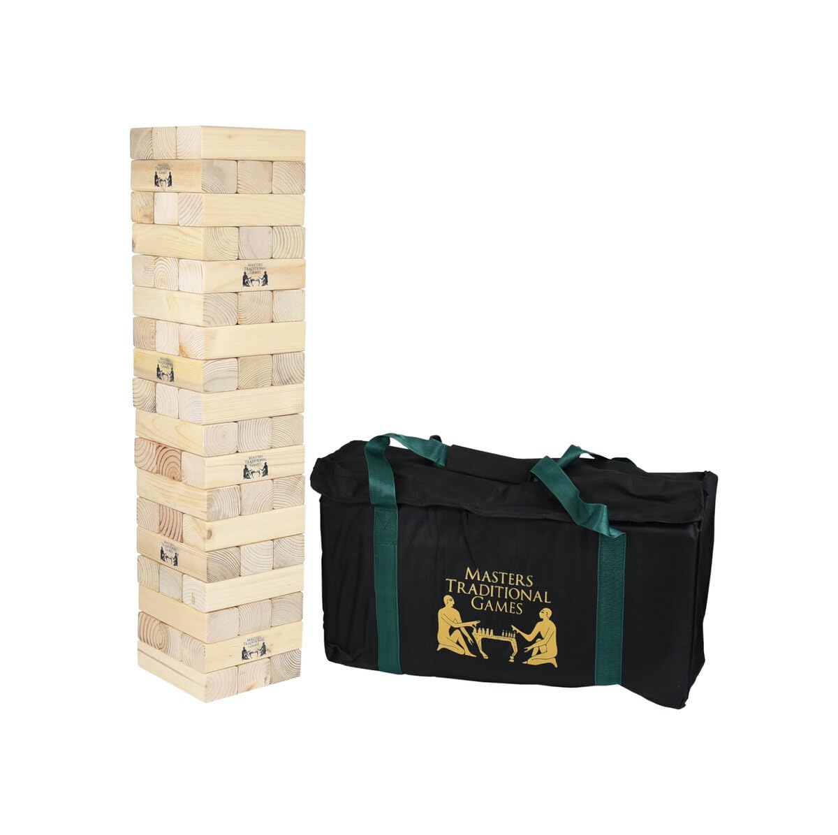 Masters Giant Tumble Tower - Mango Wood - 81cm (can grow to 1.5m) - XL Giant Garden Game for Adults - 54 Wooden Toppling Blocks - Stacking Game - Outdoor Party Game